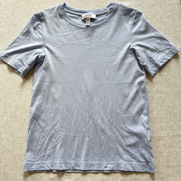 COS Regular Fit Cotton T-Shirt Light Blue XXS - Picture 5 of 7